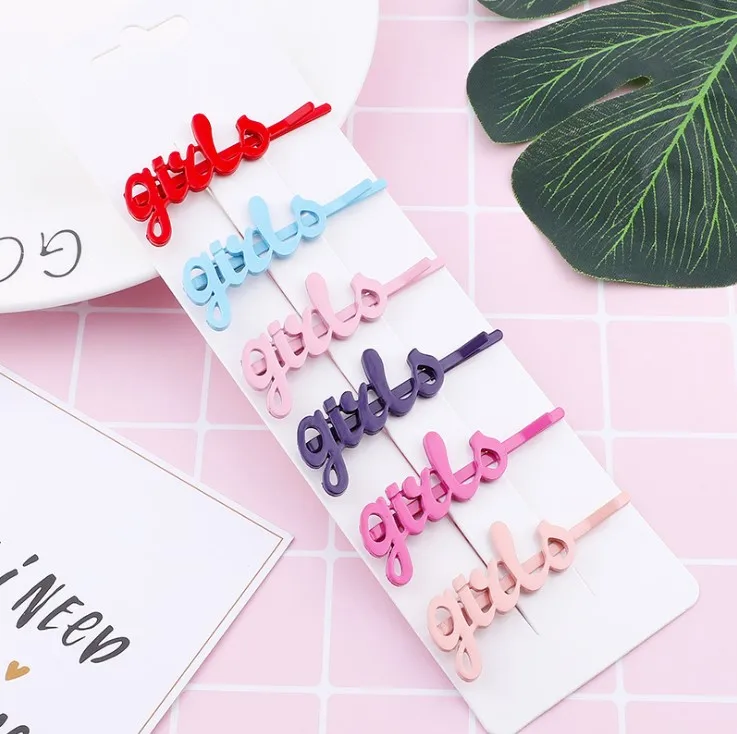 Girls Корейский стиль, Женские аксессуары для волос, карамельный цвет, новинка, с надписью, сексуальные, милые, поцелуй, заколки для девочек, милая заколка, головной убор, боковая заколка для волос - Цвет: Girls