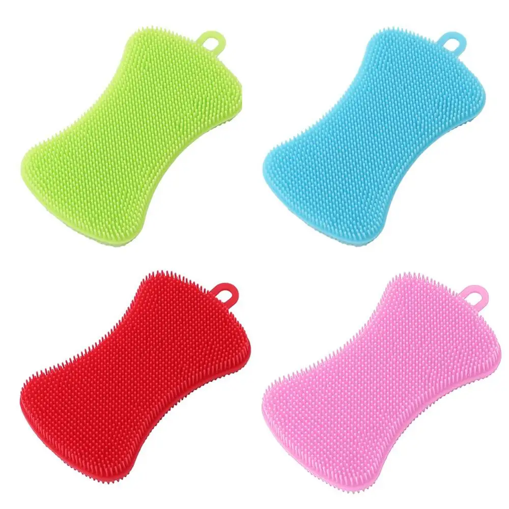4pcs Силиконовая многофункциональная щетка для мытья посуды, кастрюля, тарелка, губка для мытья посуды, мочалка, кухонные бытовые чистящие инструменты - Цвет: 4pcs