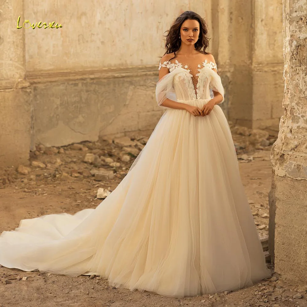 

Loverxu Beach 2023 Wedding Dresses Sweetheart Off The Shoulder Robe De Mariee Lace Beaded A-Line Charming Boho Vestido De Novia