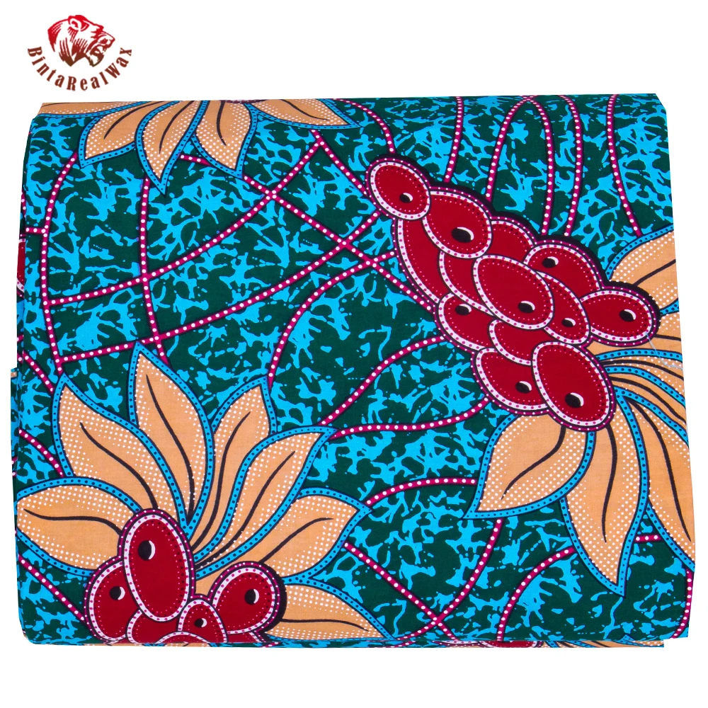 

Bintarealwax 100% Cotton High QualityTissu 6yards Ankara African Prints Batik Pagne Real Wax Fabric African Style 40FS1408