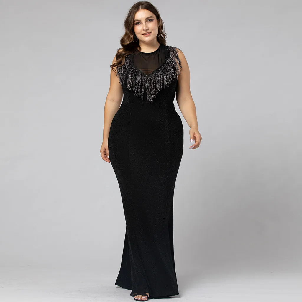Женское вечернее длинное платье без рукавов большие размеры вечерние платья с