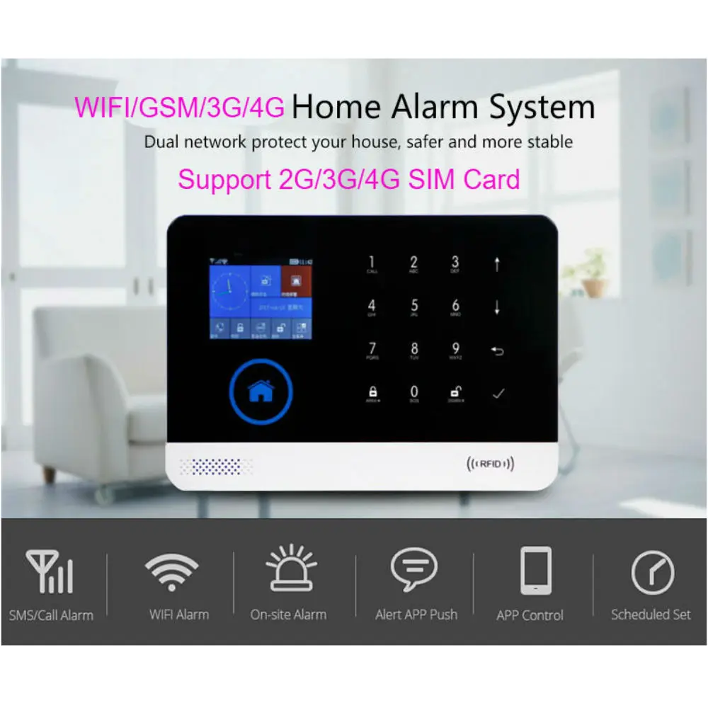 Tuya Smartlife с Wi-Fi Беспроводной Smart multi-язык RFID 4G сигнализации дома сети Камера GPRS Alarmes