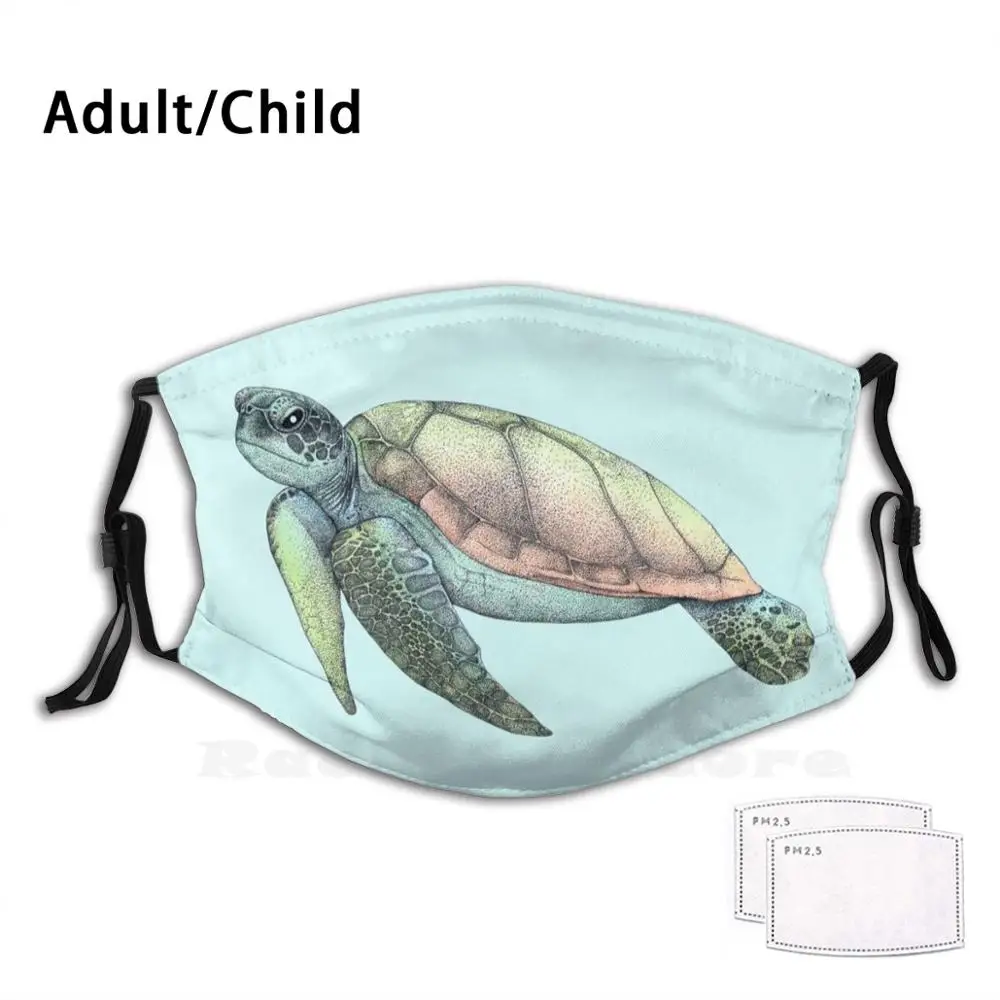 

Ocean Sea Turtle Funny Print Reusable Pm2.3323 Filter Face Mask Surfing Beach Summer Waves Wave Blue Water Surfer Surf Animal