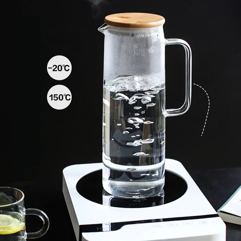 1L /1.2L Cold Glass Water Bottle Jar Kettle Transparent Large apacity Heat Resistant Pot with Handle Teapot Pitchers | Дом и сад