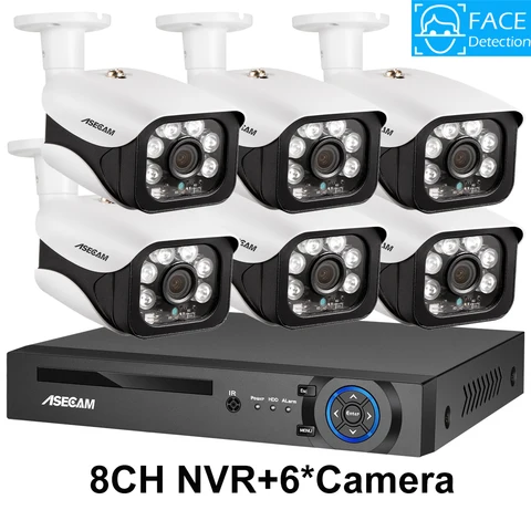 4K 8MP ip камера видеонаблюдения Ai распознание лица POE NVR комплект видеорегистратор лица видеонаблюдение уличое система