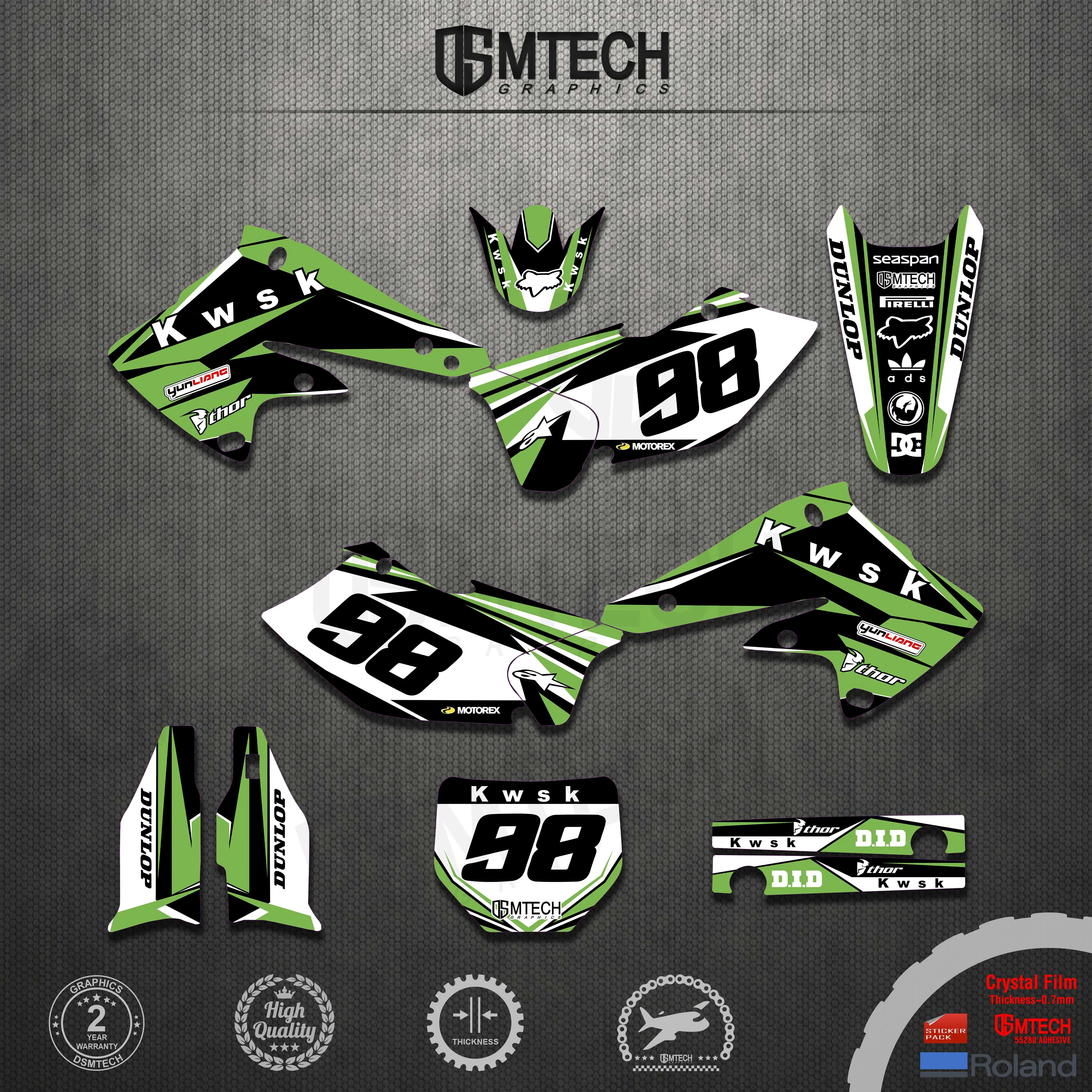 DSMTECH Motorcycle Graphics DECALS backgrounds STICKERS Kits For Kawasaki KXF250 KX250F 2004 2005 KXF 250 KX 250F