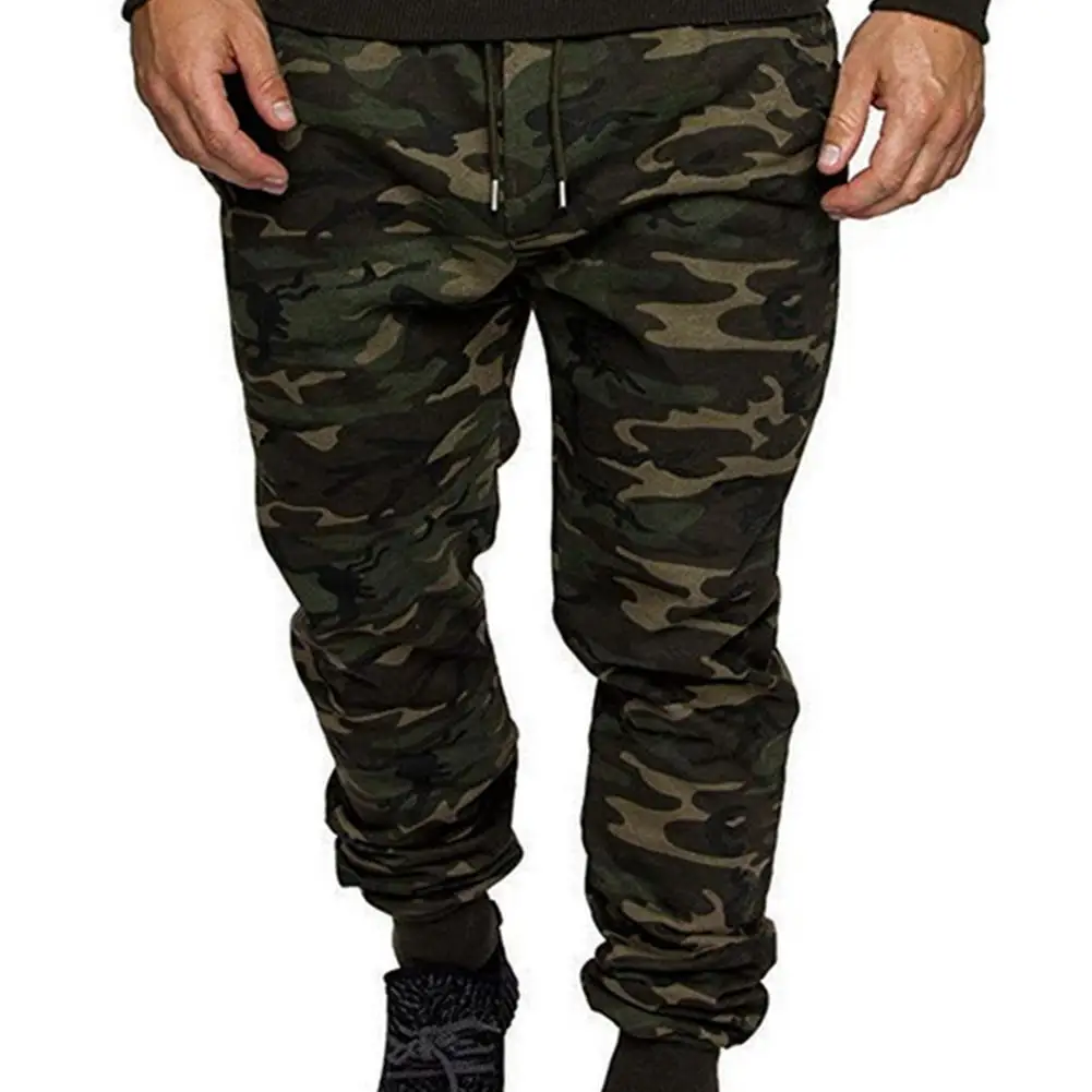 

Men Sweatpants Zipper Pocket Jogging Men Camouflage Solid Color Elastic Waistband Drawstring Pockets Sports Pants Casual Pants