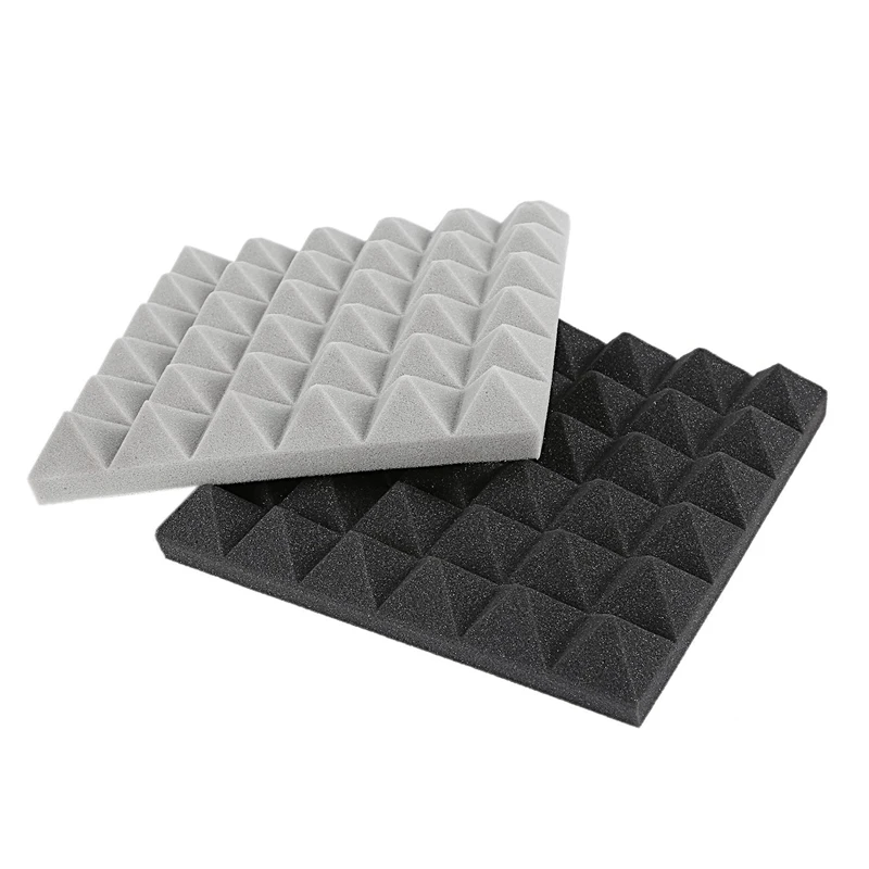 24 Pcs Charcoal Acoustic Tiles Soundproofing Foam Panels Studio Sound Padding 2 x 10 Inch(Black+Grey & Black+Blue) | Спорт и