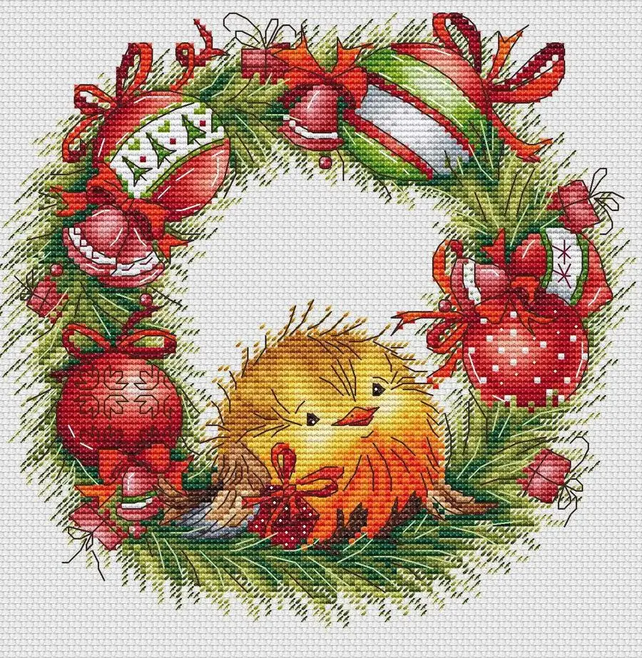 

ZZ1718 DIY Homefun Cross Stitch Kit Packages Counted Cross-Stitching Kits New NOT PRINTED Cross stich Painting Christmas Wreath