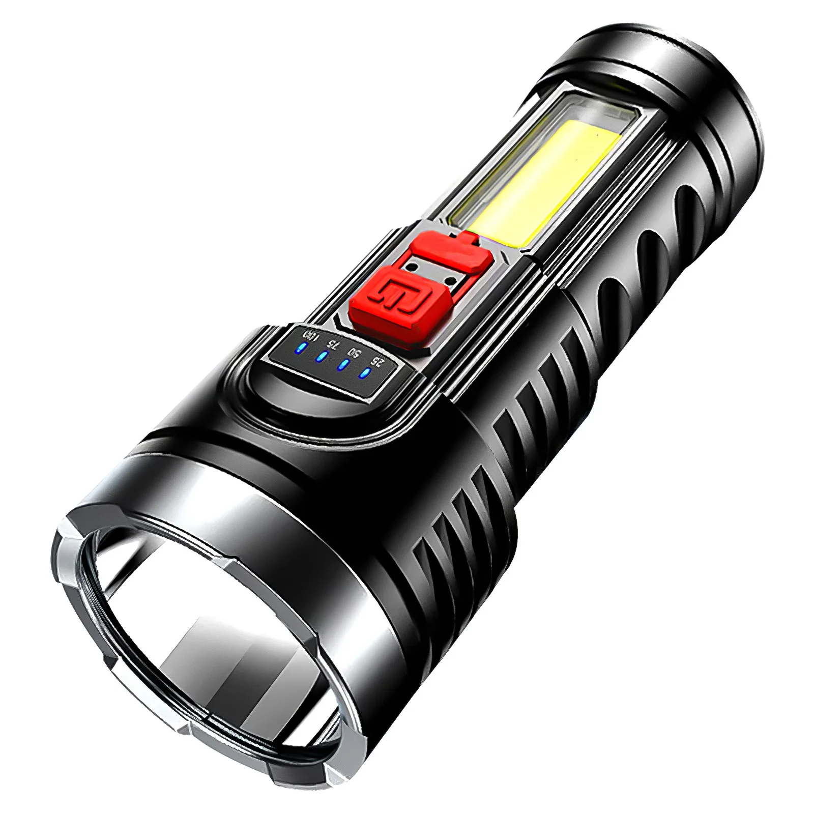 

COB Highlight Handheld Flashlight Highlight Camping Light LED Emergency Light Four Light Gears Battery Indicator For Fishing
