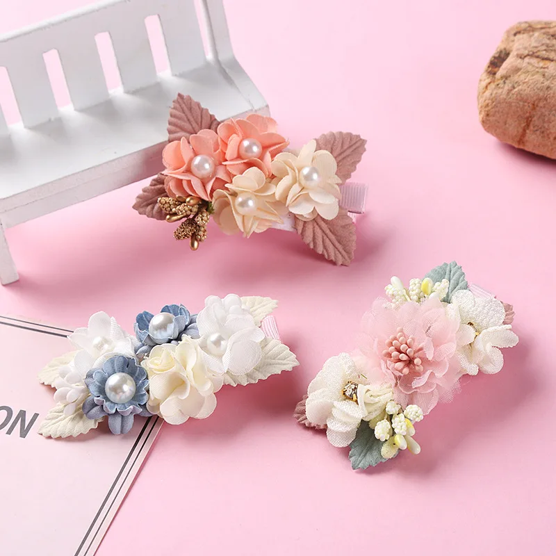 

20pcs/lot Handmade Floral Hairpins Barrettes for Baby Girls Cute Chiffon Flower Hair Clips Schoolgirl Hair Accessory