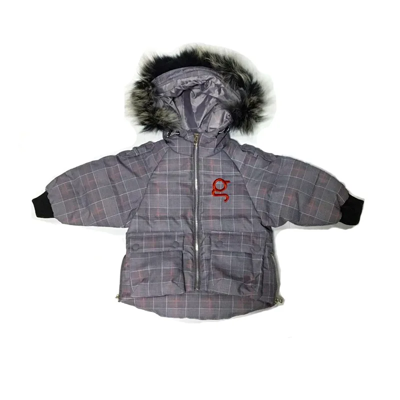 

2021 Mother and Child Women's Jacket Winter New Boys and Girls Cotton Clothing Lattice Version of Loose Hooded Fur Collar