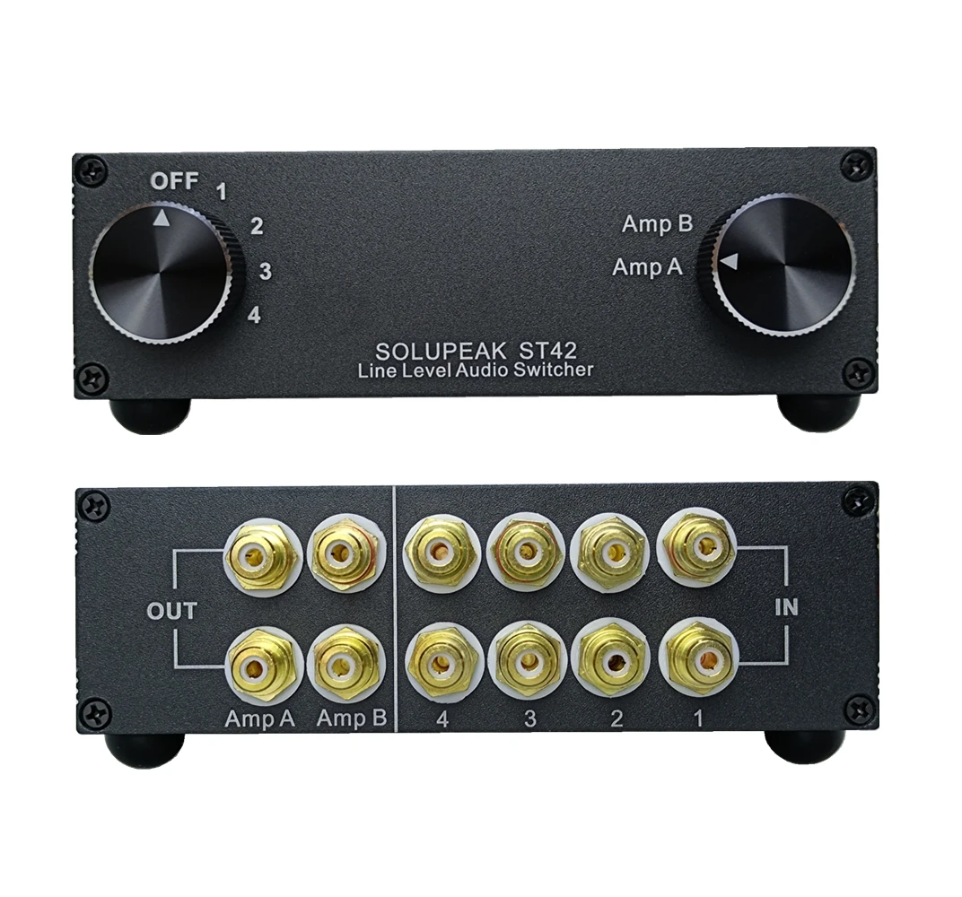Блок-Сплиттер SOLUPEAK ST42 4-полосный аудиопереключатель RCA источник сигнала входной