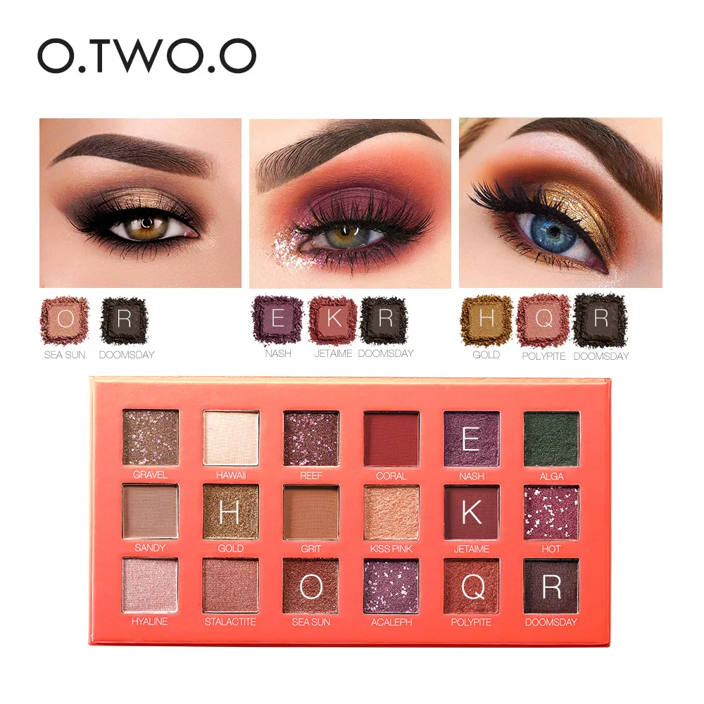 O. Two. O18 Color Oceans Eye Shadow Matte Pearly Lustre Shimmering Powder Makeup Kit Eyeshadow Compact