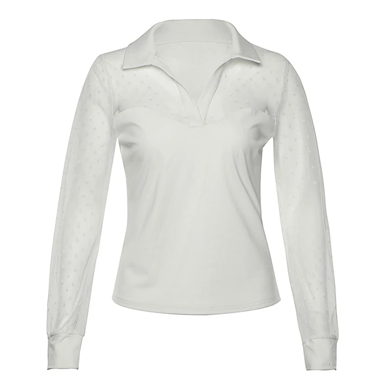 Женская прозрачная сетчатая блузка прозрачный топ с длинным рукавом модная