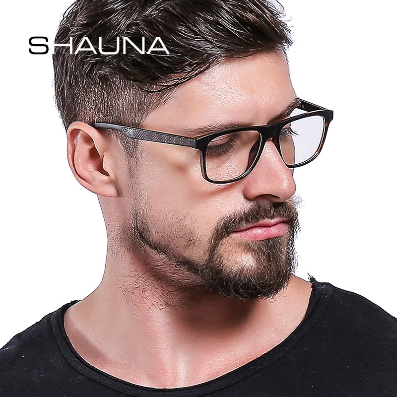 SHAUNA, углеродное волокно, украшение, TR90, очки, по рецепту, оправа для мужчин, линзы из смолы, сверхлегкие, квадратные, оптические очки, близорукость