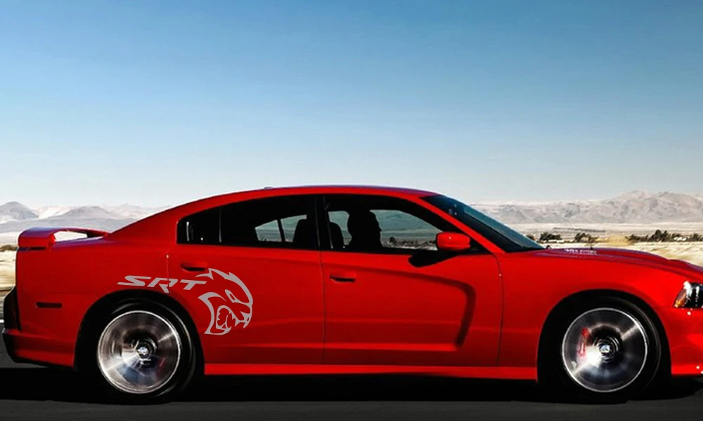 2 шт. наклейки для боковой двери автомобиля для Dodge Mopar Challenger Srt DIY Авто Виниловая пленка наклейки для стайлинга автомобиля аксессуары для тюнинга автомобиля