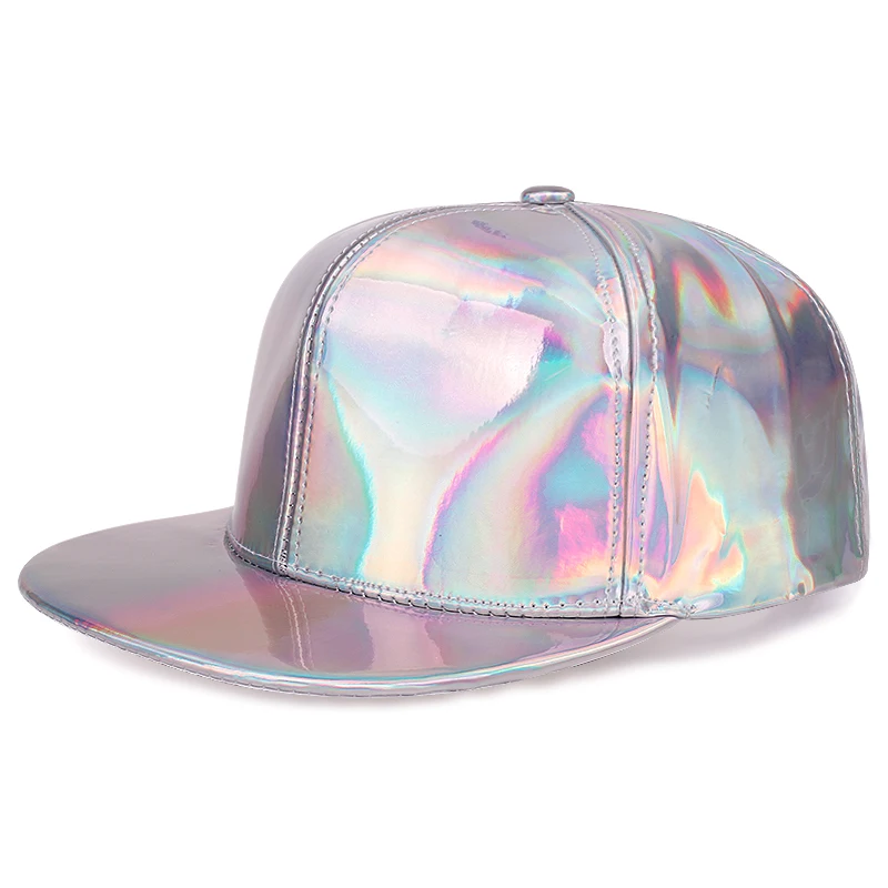 

2020 new fashion hip hop baseball cap rainbow color discoloration snapback caps leather waterproof laser hat U191110Ca
