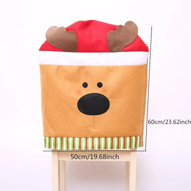 elk Chairshat Рождественская накладка на стул Санта Клаус, крышка из нетканого материала для обеденного стола, Красная шапка, чехлы на спинку стула, рождественские украшения для дома - Цвет: elk Chairshat