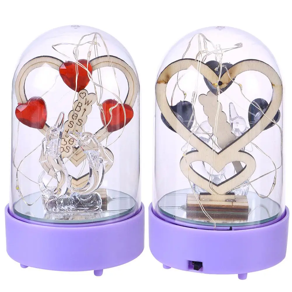 LumiParty светодиодный светильник из медной проволоки с сердечком и розой