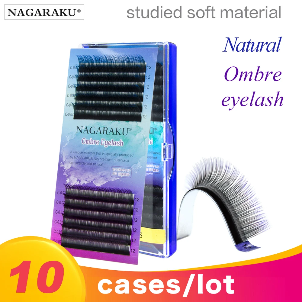 NAGARAKU 10 радужных ресниц норковые ресницы Омбре цветные наращивание синтетических