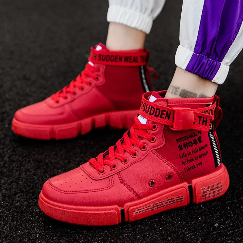 

2020 Stylish High-top Canvas Men's Casual Shoes Comfortable Lightweight Lace-up Men's Shoes Non-slip Breathable Men's Sneakers