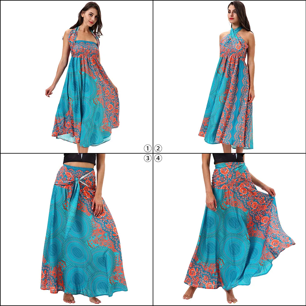 Один размер платье с цветочным принтом для женщин в тайском стиле Bing Пышная юбка