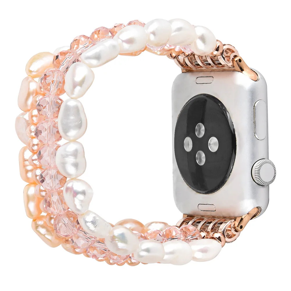 Роскошный ремешок из хрустального жемчуга для Apple Watch SE Band Series 6 5 4 3 браслет агата
