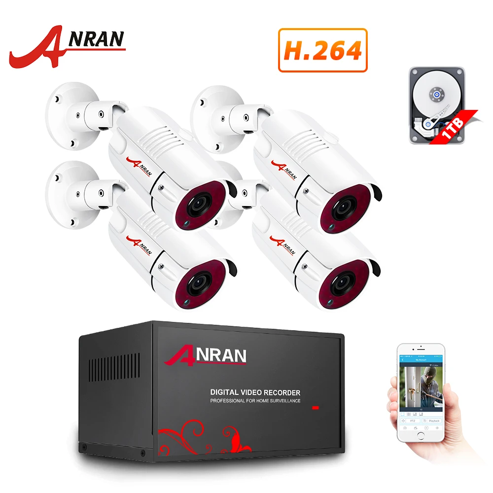 ANRAN AHD система видеонаблюдения 1080P наружная камера безопасности DVR комплект