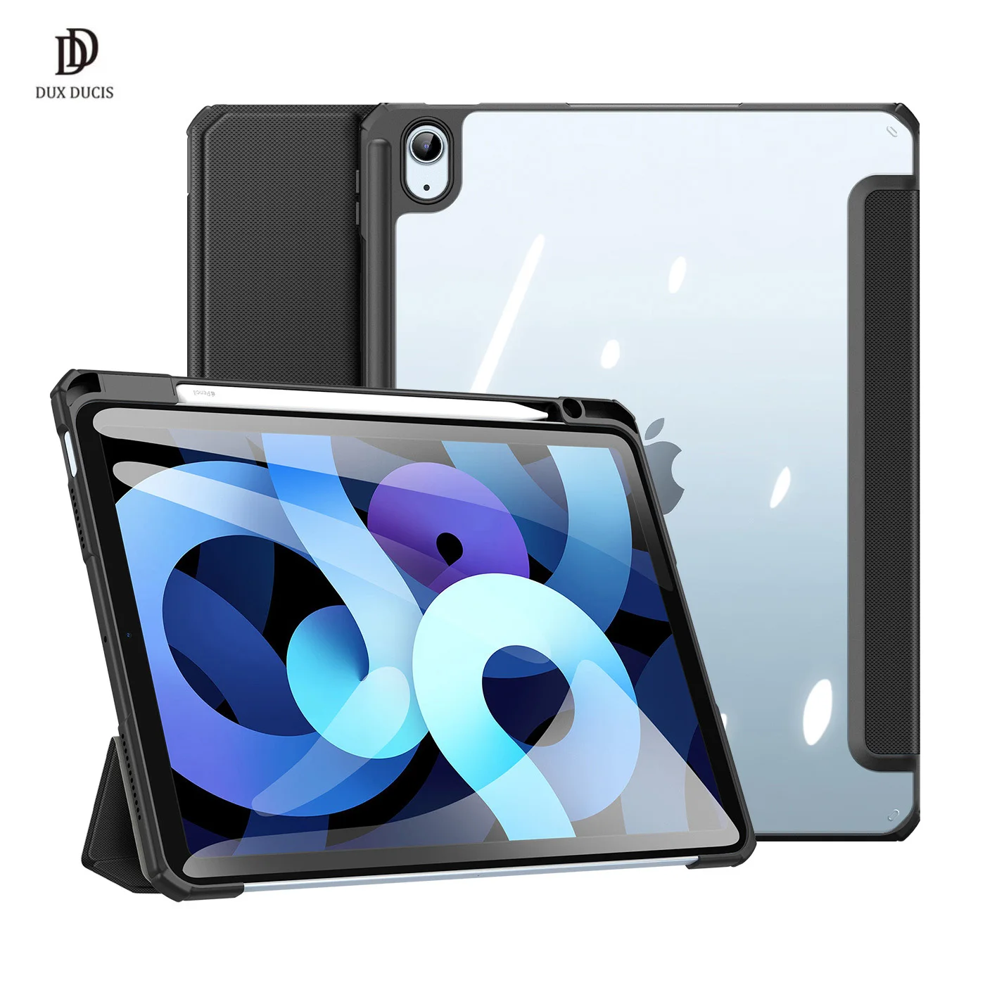

Tablet Leather Case For iPad Air 4 10.9 Smart Sleep Wake DUX DUCIS Toby Series with Pencil Holder Trifold Stand Clear Back