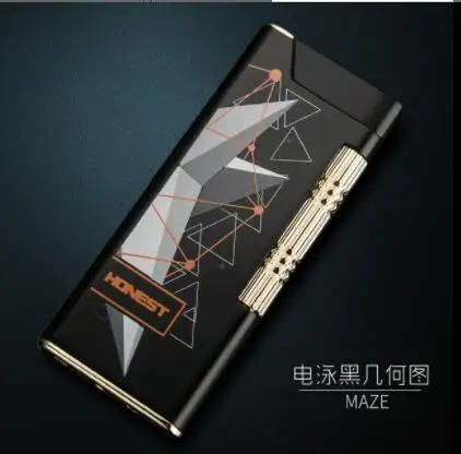 HONEST тонкая металлическая Бутановая газовая надувная наклонная зажигалка с пламенем мужские подарочные аксессуары для курения - Цвет: 8