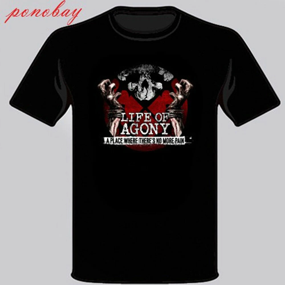 Мужская черная футболка с металлическим ремешком New Life Of Agony размер S-3XL |
