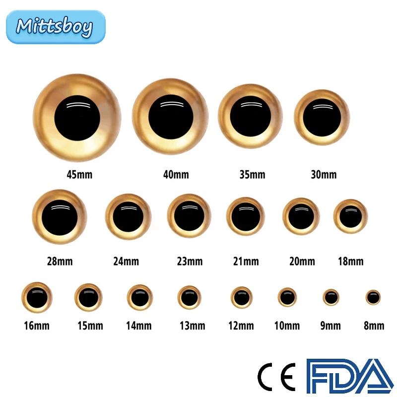 Прозрачные пластиковые безопасные глаза 8-45 мм 20 шт. аксессуары для кукол с