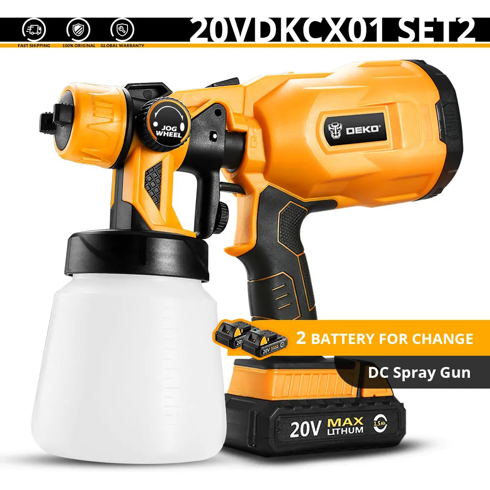 DEKO беспроводной пистолет-распылитель 20 в домашний DIY Электрический распылитель краски, насадки, Легкое распыление - Цвет: SET 2
