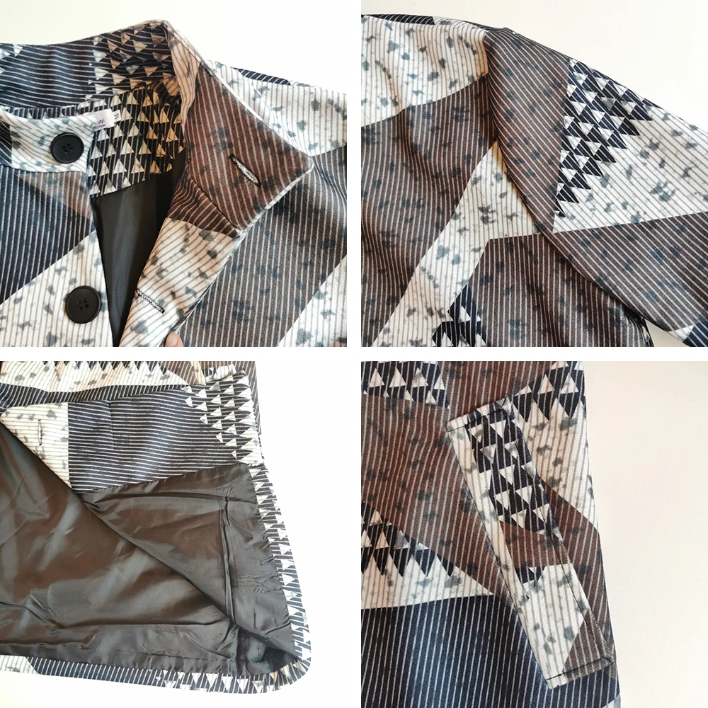 Мужское осеннее длинное пальто с геометрическим принтом модная офисная зимняя