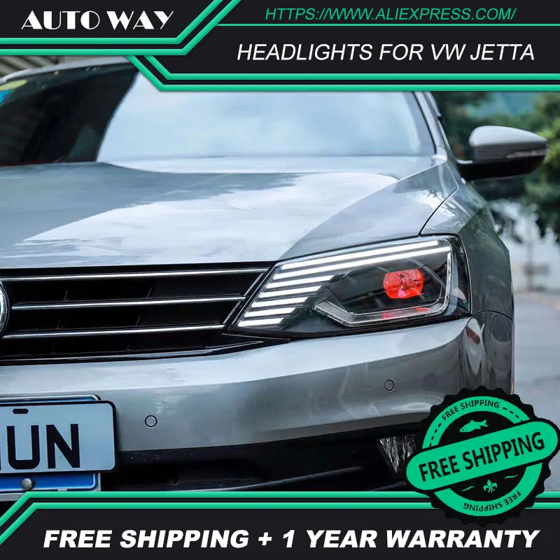 Car Styling Head Lamp case for VW Jetta 2011-2017 LED Headlights Headlight H7 D2H HID Angel Eye Bi Xenon Beam | Автомобили и