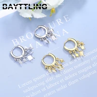 bayttling silver color 23mm simple star pendant earrings for women fashion wedding jewelry birthday gift