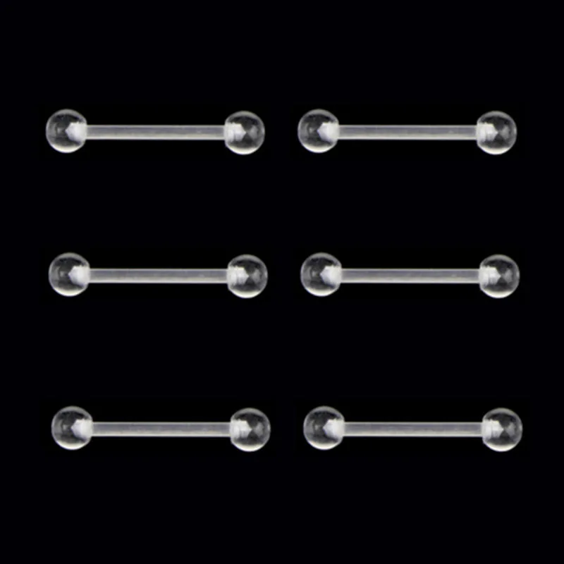 Кольцо для пирсинга языка мягкое прозрачное акриловое 14 г 10 шт. | Украшения и