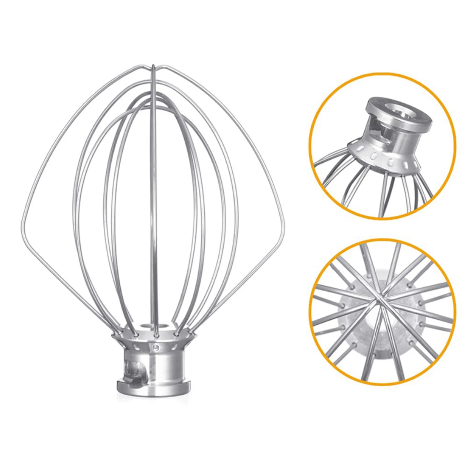 

Stainless Steel Wire Whip Mixer Attachment 6-Wire Whisk Replace Kitchen Egg Cream Beater