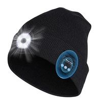 2021 new led beanie hat bluetooth5 0 smart music cap warm knitted hat hd stereo wireless headphone usb rechargeable lighted cap