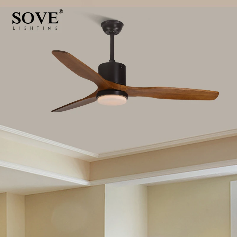 52 дюймов деревянный потолок потолочные вентиляторы с подсветкой LED 15 Вт 3 твердой