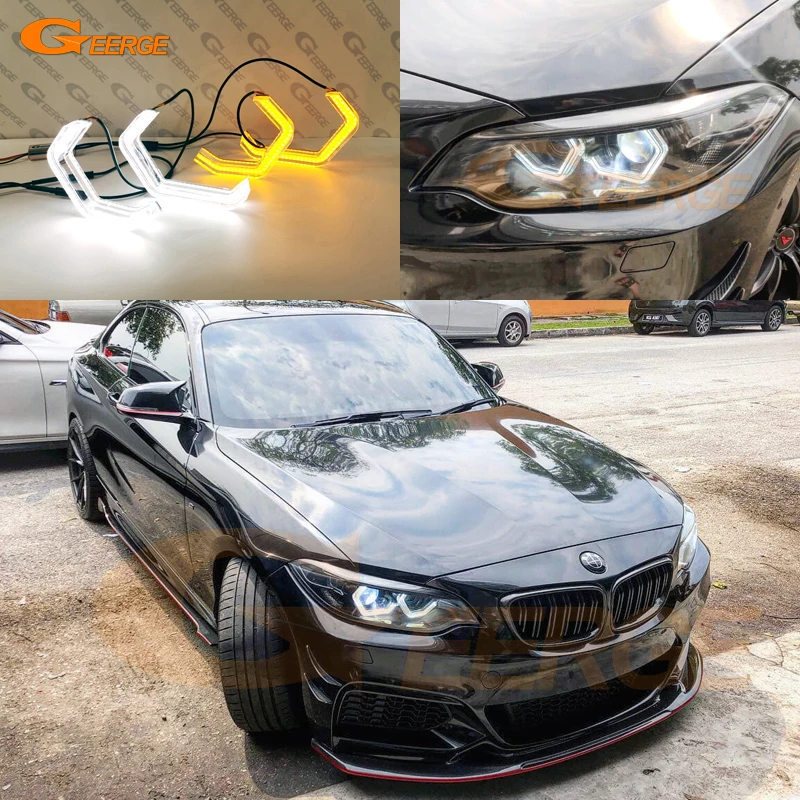 

For BMW 2 series F22 F23 F87 M2 pre facelift Ultra Bright crystal Concept M4 Iconic Style LED Angel Eyes halo rings Day light