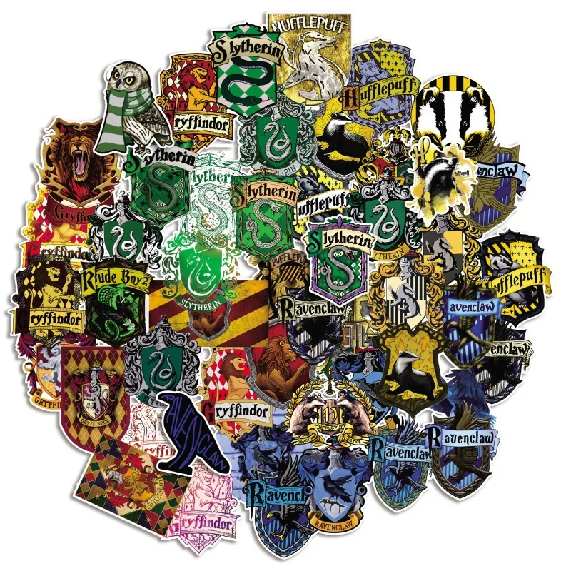

50Pcs Cartoon Four Colleges Gryffindor Ravenclaw Hufflepuff Slytherin Anime Graffiti Stickers Phone Deco Sticker Kid Toys Gift