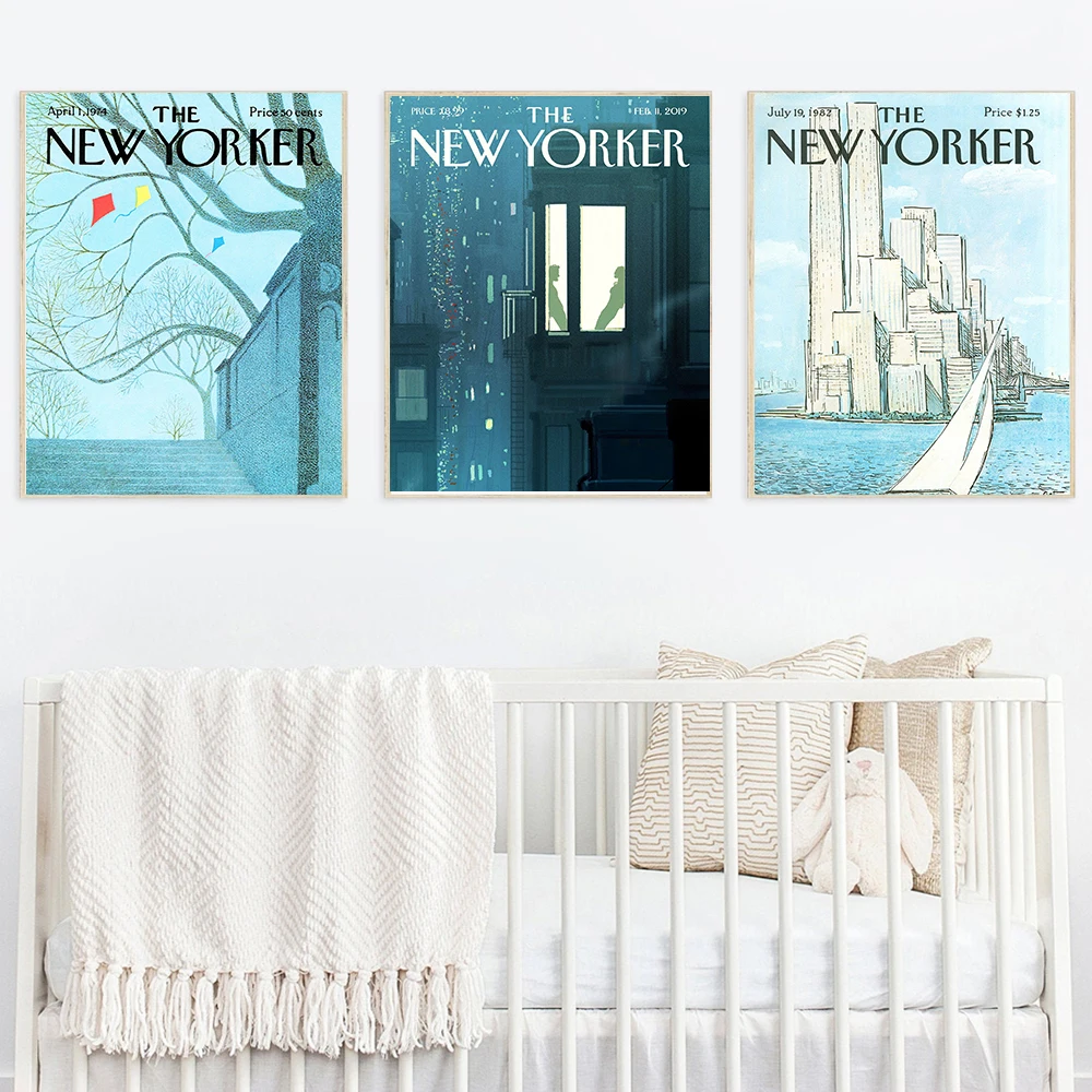 

The New Yorker Magazine Canvas Prints Retro Posters and Prints Vintage Multipack Wall Art Pictures Living Room Decoration Poster