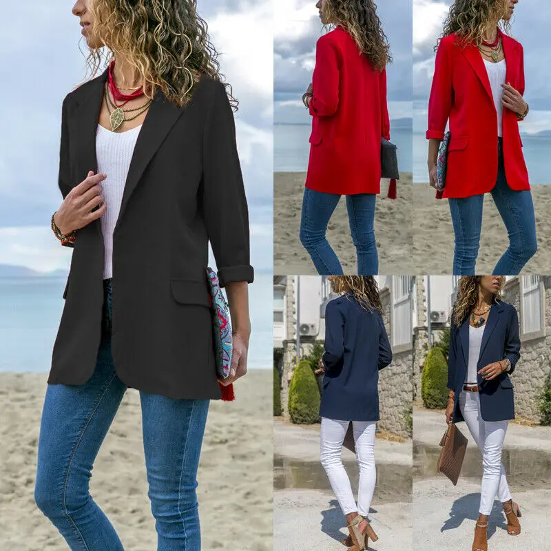 Стильный женский из смеси хлопка облегающие деловые блейзеры Повседневная обувь