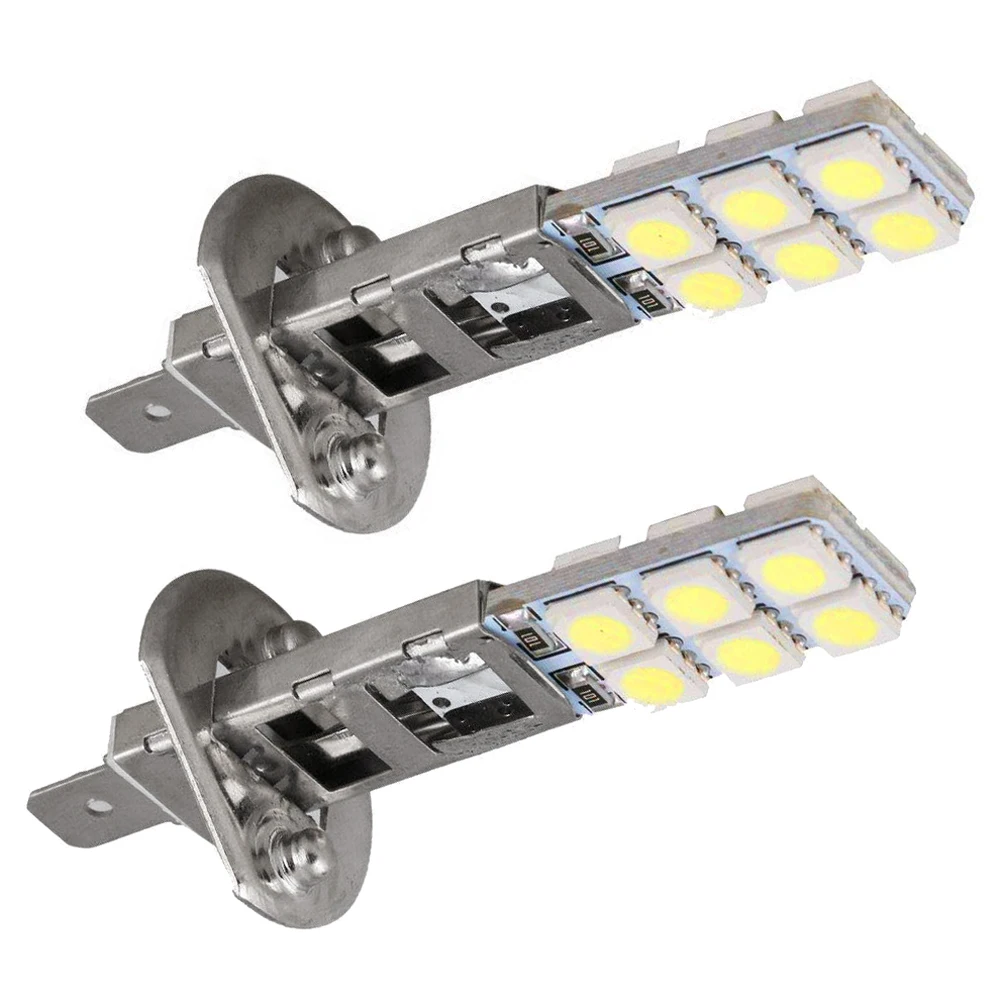 

NEW 2PCS 6000K Super White 55W LED Headlight Bulbs Kit Fog Driving Light H1 LED Headlight Bulbs H1-12SMD-5050 High Fog Lamps