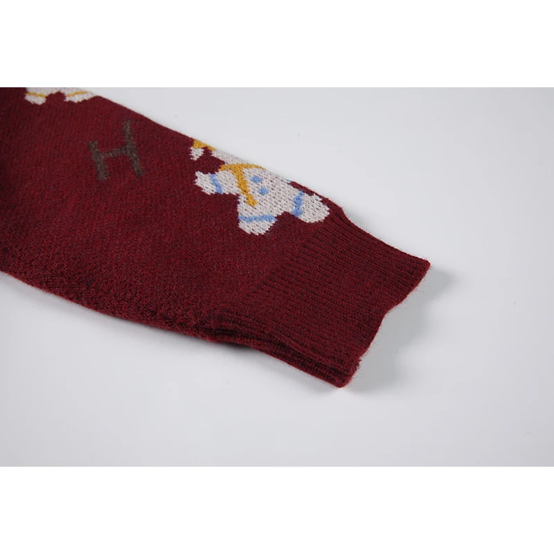 

Cartoon Pattern Sweaters Women 2020 Winter Hem Patchwork Denim Pullover Female Long Sleeve O-neck Oversized Jumper Sweaters Lady