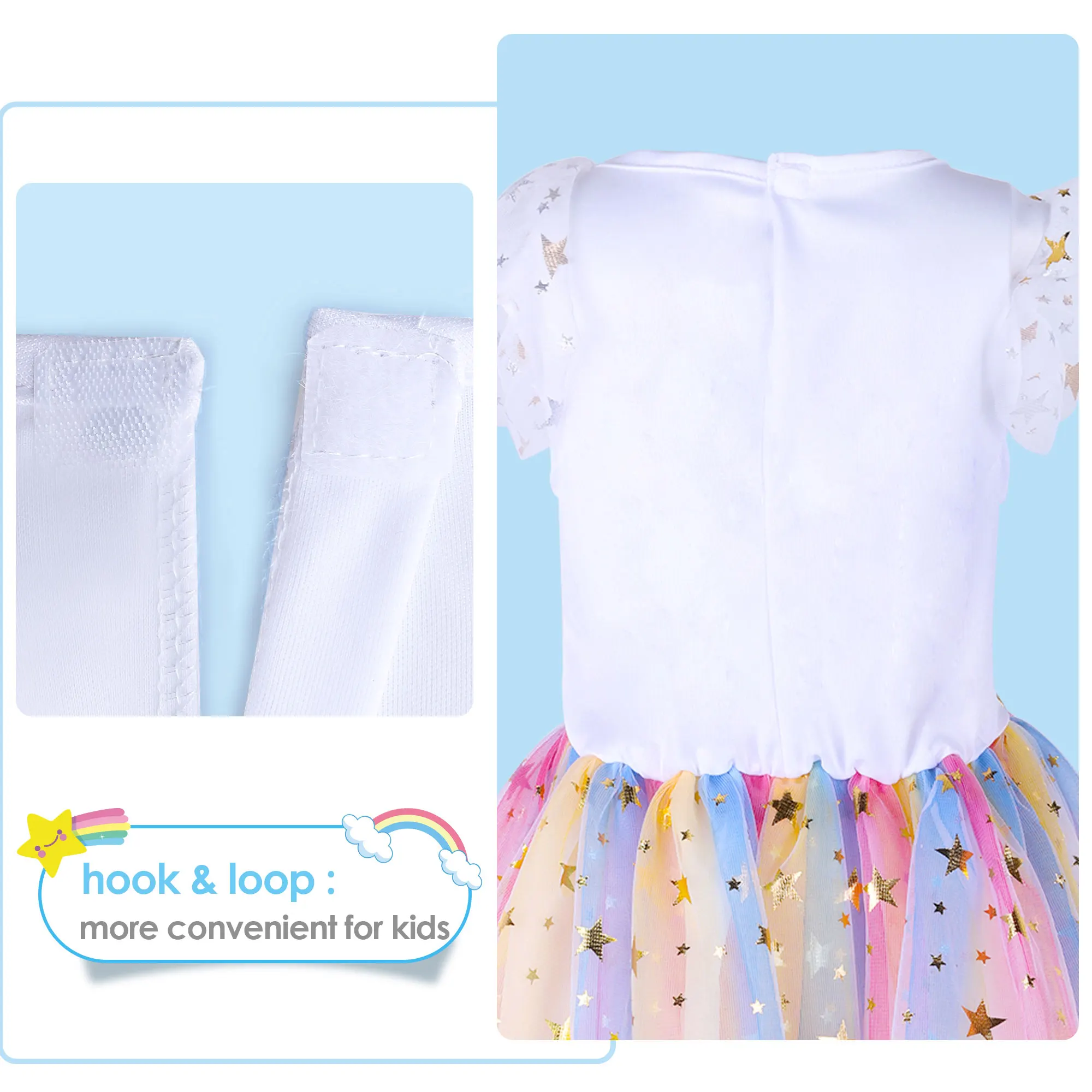 

Girls Clothes Summer Princess Dress Kawaii Unicorn Costume Flying Sleeve W/Headband Birthday Party for 3 4 5 6 7 Years Old