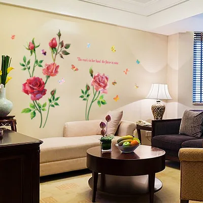 

Акварельные розы Наклейка на стену, романтический свадебный Декор для спальни диван тв крыльцо фон обои для гостиной украшение росписи