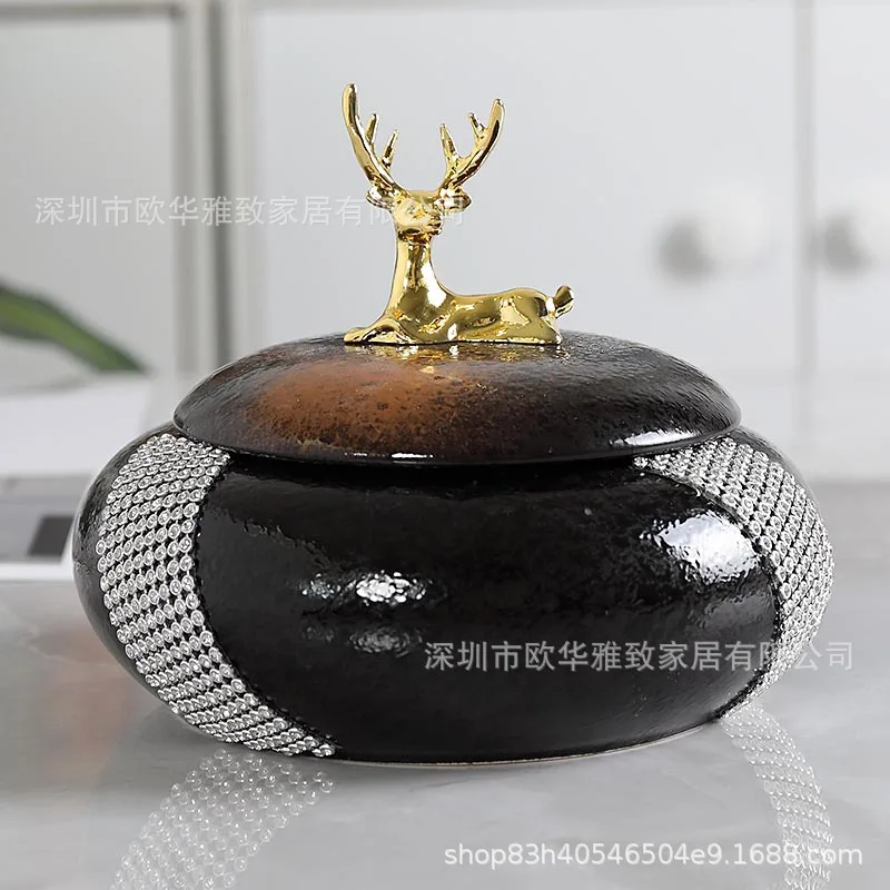 

Chinese and American Ceramic ashtray personality family living room hotel office large size with cover windproof cigarette dish